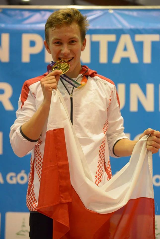 Łukasz Gutkowski po ceremonii medalowej