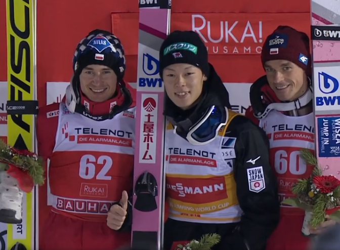 Kamil Stoch na podium w Ruce