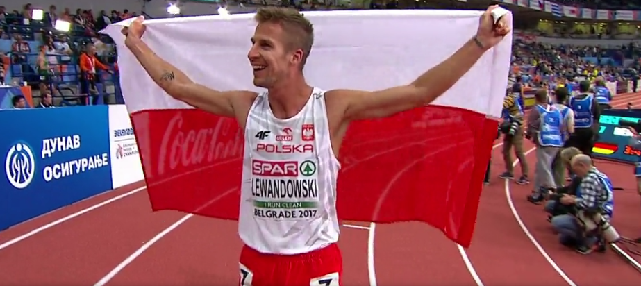Marcin Lewandowski po zdobyciu medalu, Tomasz Lewandowski