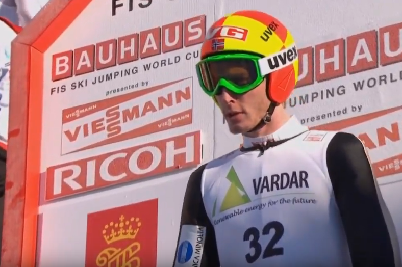 Johan Remen Evensen w trakcie konkursu w Vikersund